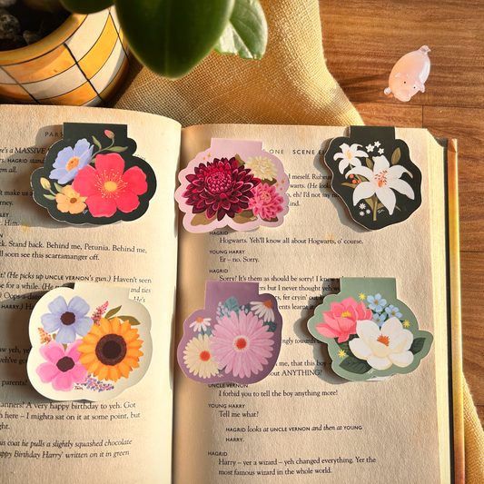 Floral Magnetic Bookmarks - Set of 6