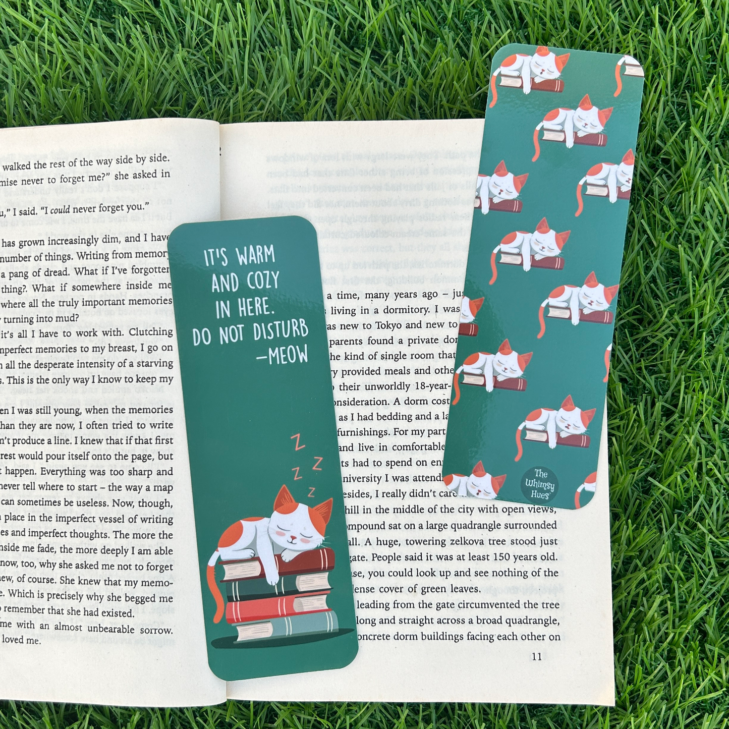 Sleepy Cat - Double-Sided Chatty Traditional Bookmark