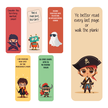 Set of 6 Characters - Chatty Traditional Bookmarks - Double-sided