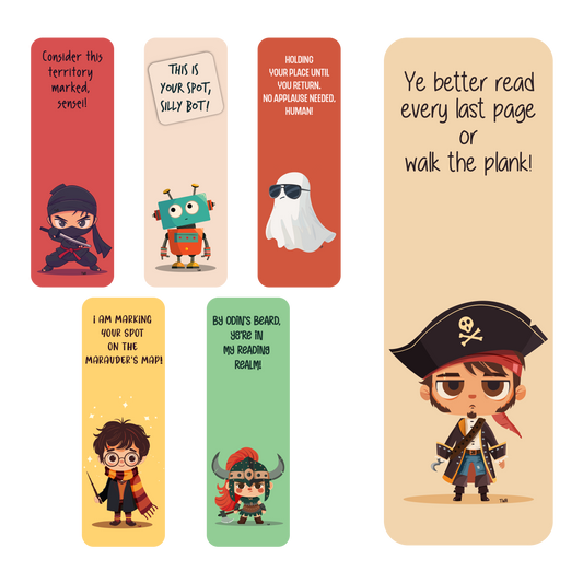 Set of 6 Characters - Chatty Traditional Bookmarks - Double-sided