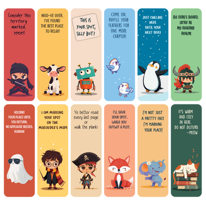 Set of 12 Chatty Traditional Bookmarks - Double-sided