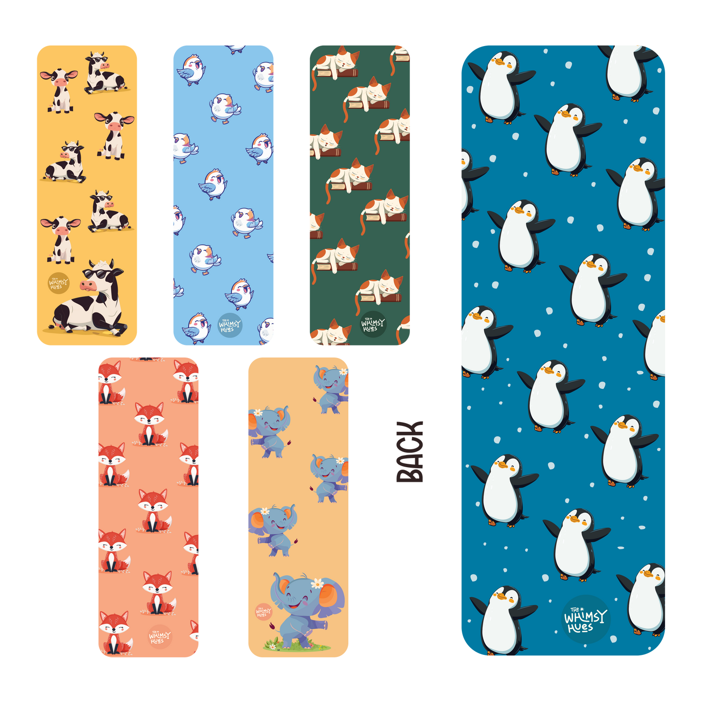 Set of 6 Animals - Chatty Traditional Bookmarks - Double-sided