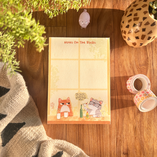 Notes On The Rocks - A6 Cat Notepad