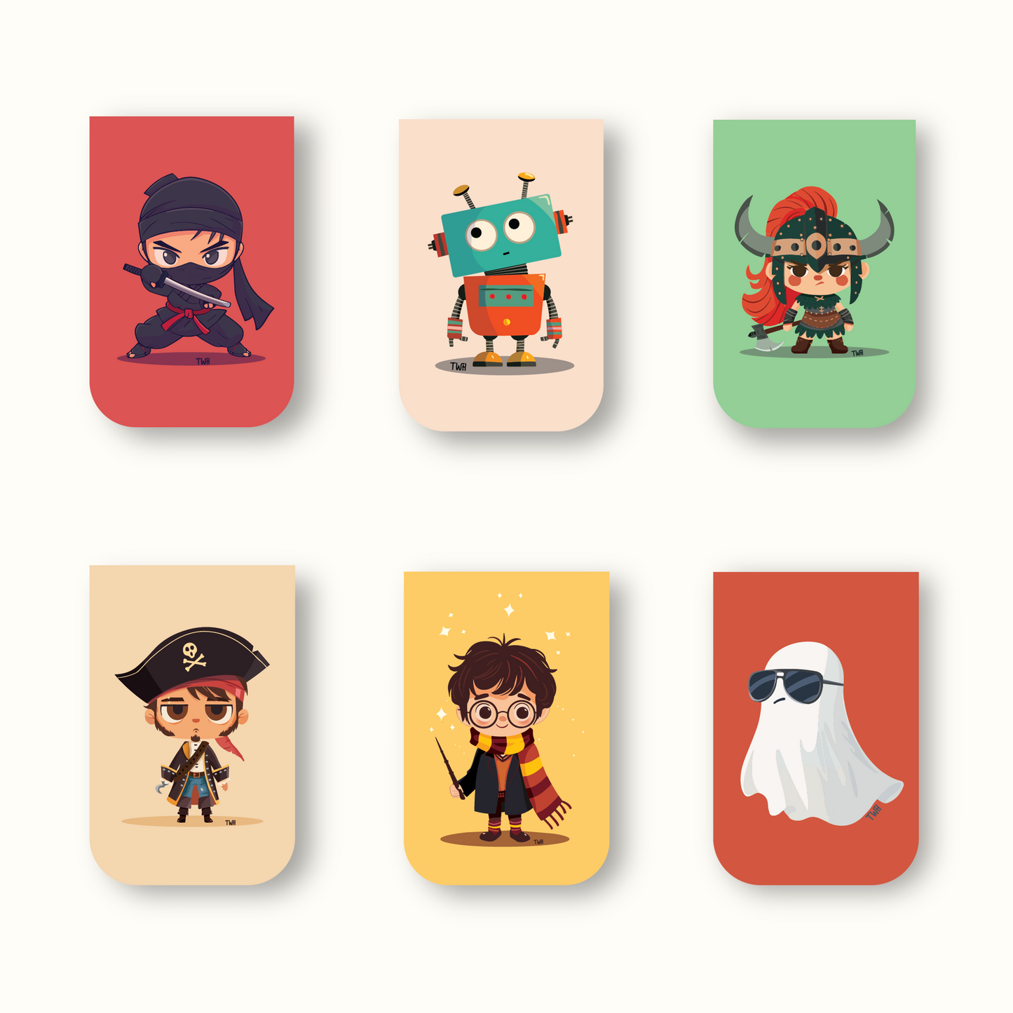 Chatty Magnetic Bookmarks - Cute Characters - Set of 6