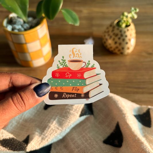 Sip, Flip, Repeat - Bookstack Magnetic Bookmark