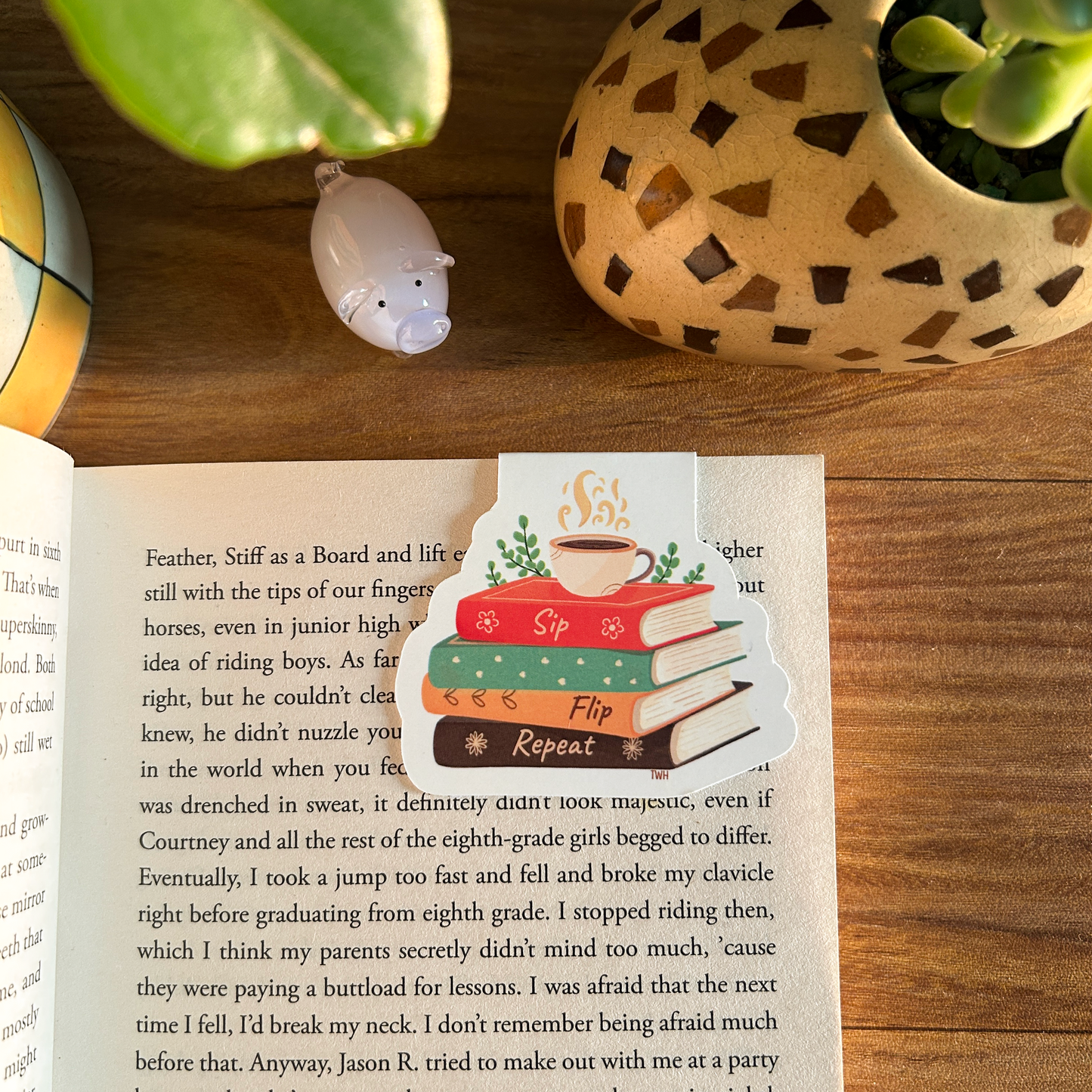 Sip, Flip, Repeat - Bookstack Magnetic Bookmark