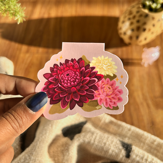 Dahlia Bunch - Floral Magnetic Bookmark