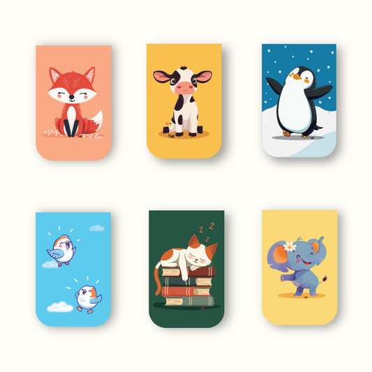 Chatty Magnetic Bookmarks - Cute Animals - Set of 6