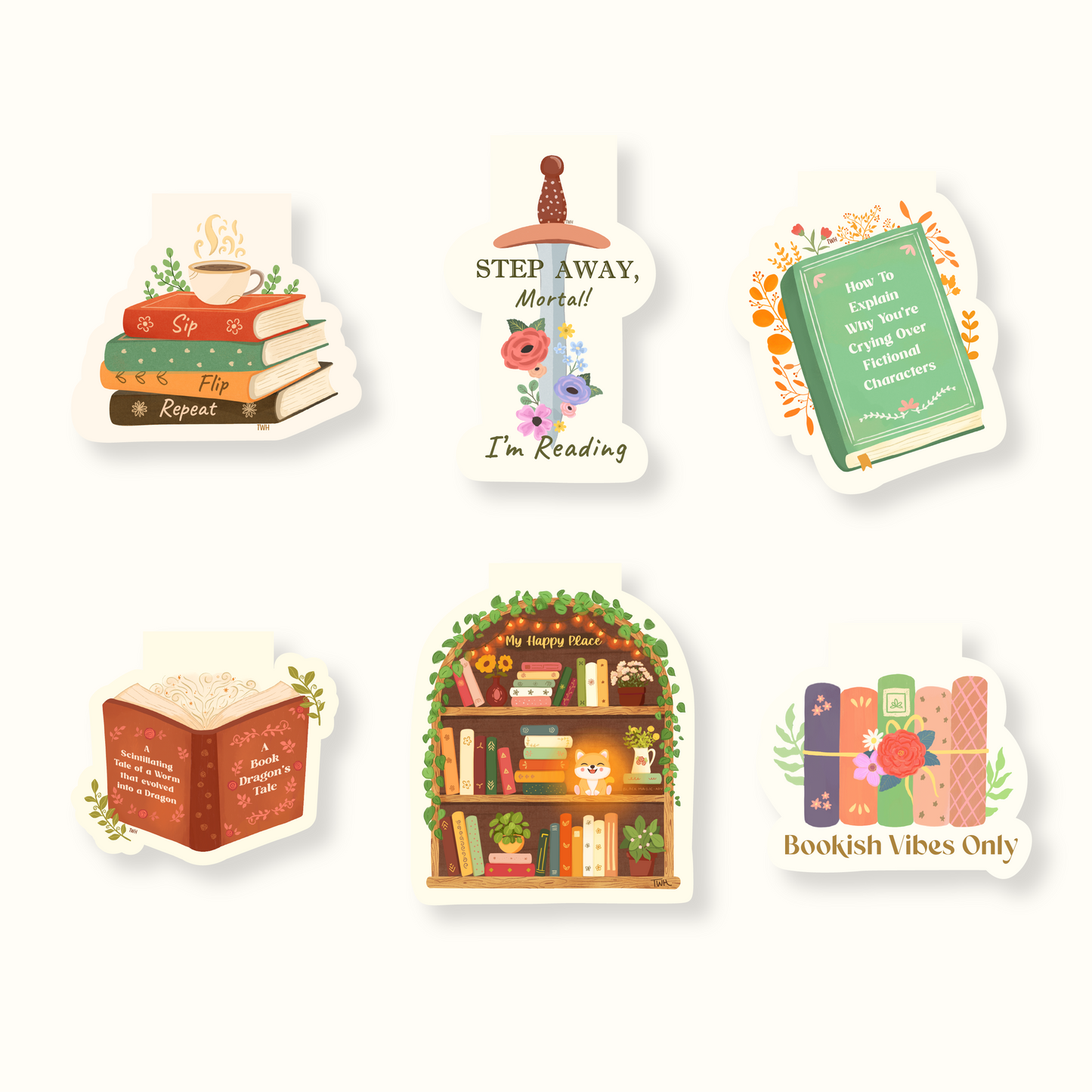 Bookish Bliss Magnetic Bookmarks - Set of 6