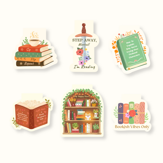 Bookish Bliss Magnetic Bookmarks - Set of 6