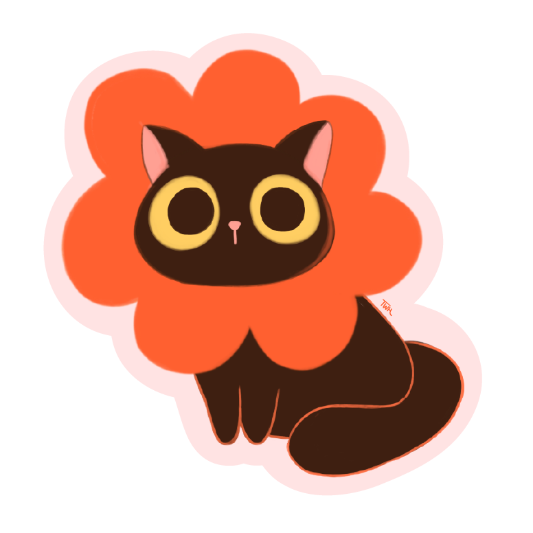 Floral Cat - Sticker