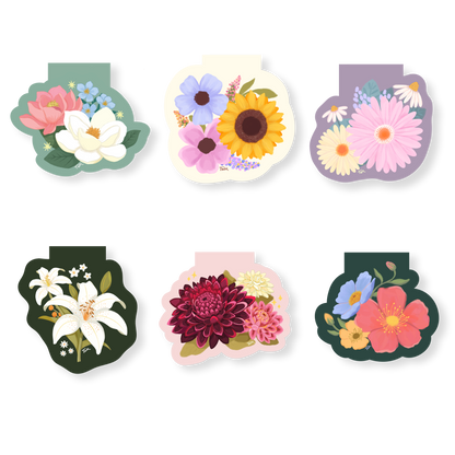 Floral Magnetic Bookmarks - Set of 6